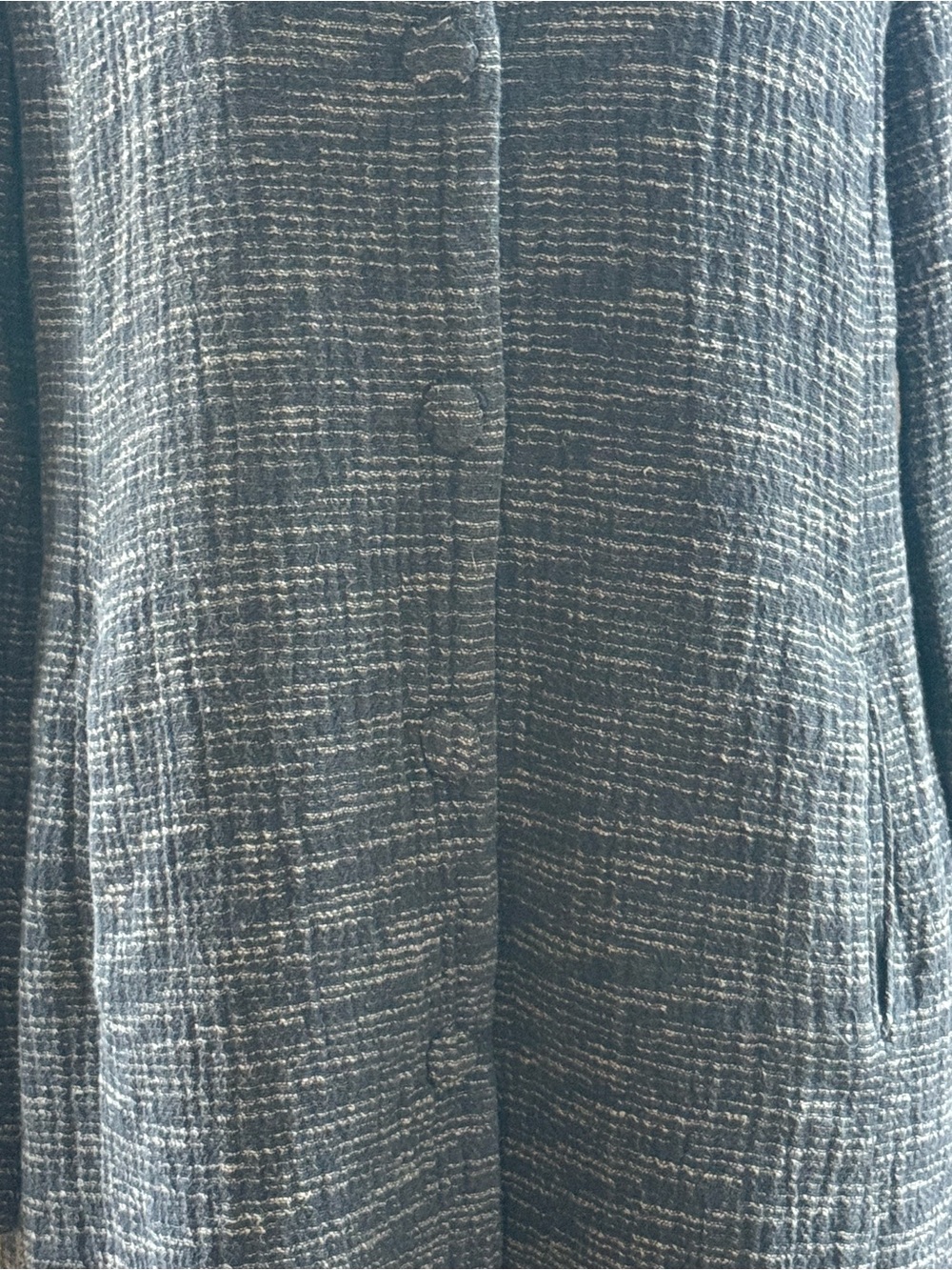 Beautiful Eileen Fisher long textured jacket in a black and gray colorway. Featu - Picture 2 of 7
